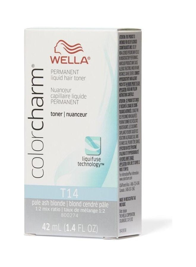 WELLA - 2-Piece Color Charm Permanent Liquid Hair Toner T14 with CC Cream 20 Developer Pale Ash Blonde Toner (42ml) and Developer (107ml) - Image 1