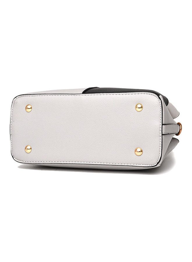 Metal Closure Hand Bag Grey/Black/White - Image 3