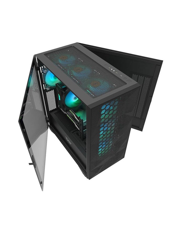 aigo - Darkflash DLX21 Mesh & Iron TYPE-C Dual Magnetic Door ATX Tempered Glass Case with 3 RGB Fans - Image 1