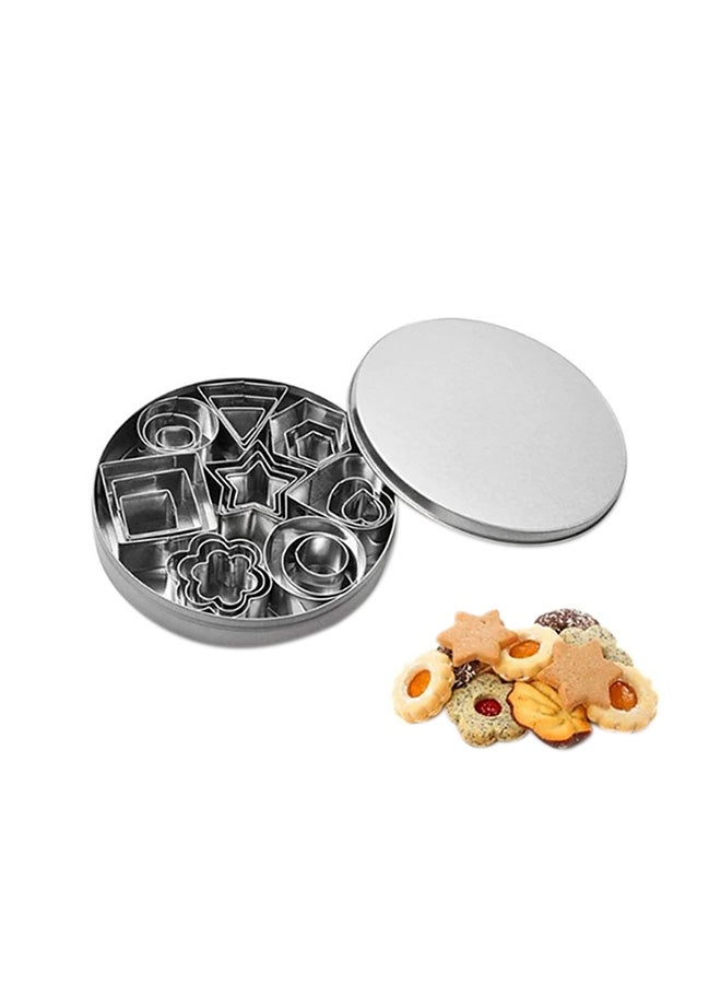 24 Piece Stainless Steel Cookie Cutters Silver 50grams - Image 1