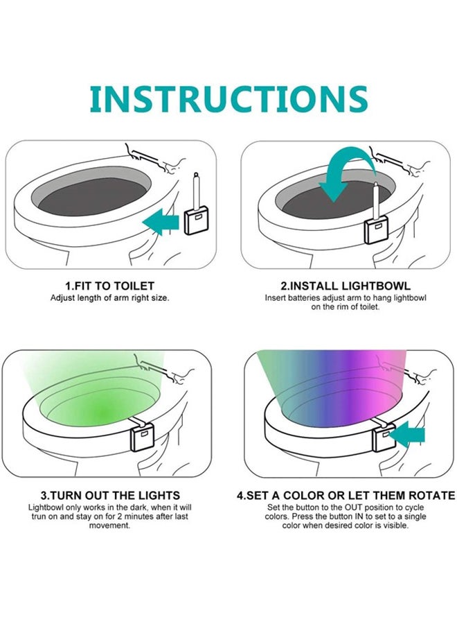 2-Piece Motion Detecting Toilet Light White 12cm