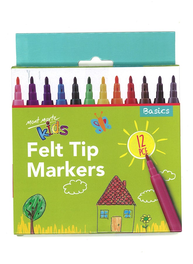 Mont Marte - 12-Piece Felt Tip Marker Set Multicolour - Image 1