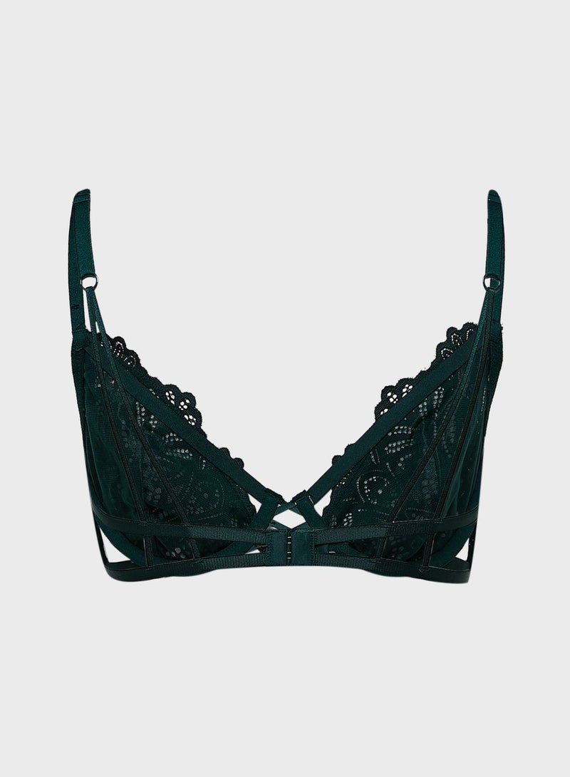La Senza - Lace Detail Bra Green - Image 1