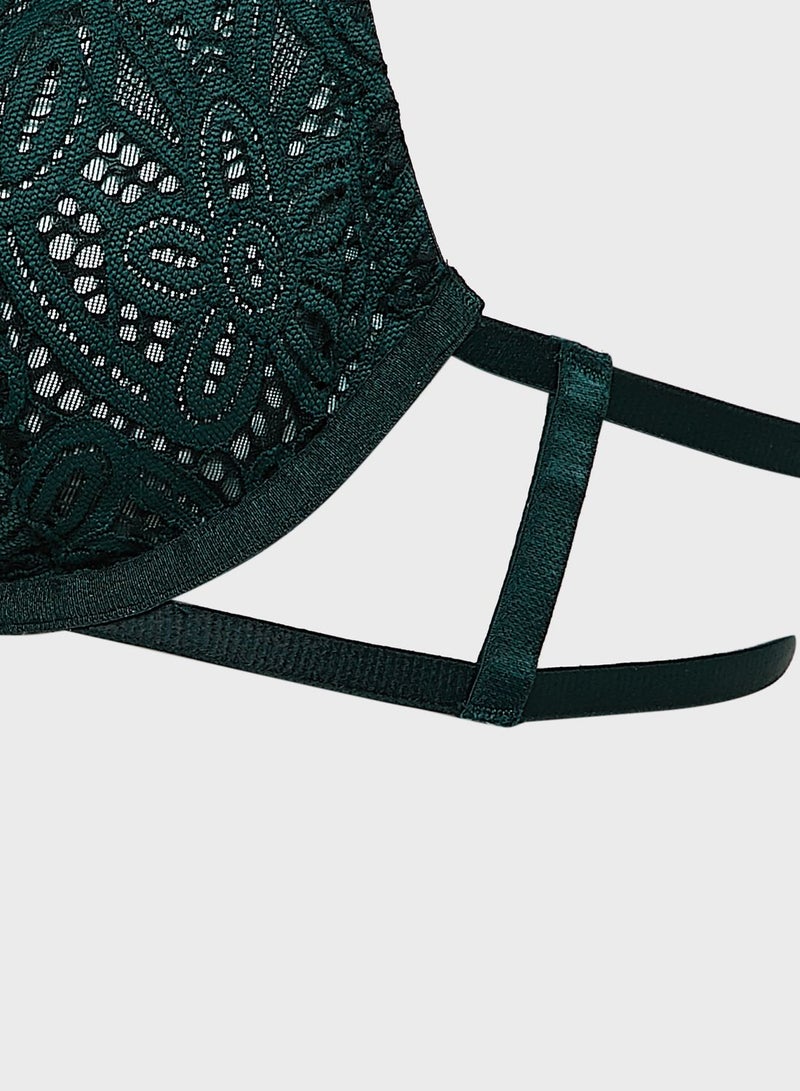 La Senza - Lace Detail Bra Green - Image 1
