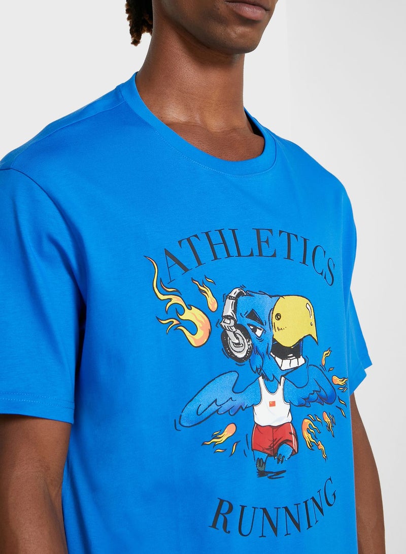 SEMIR Athletics Printed T-Shirt Blue - Image 3
