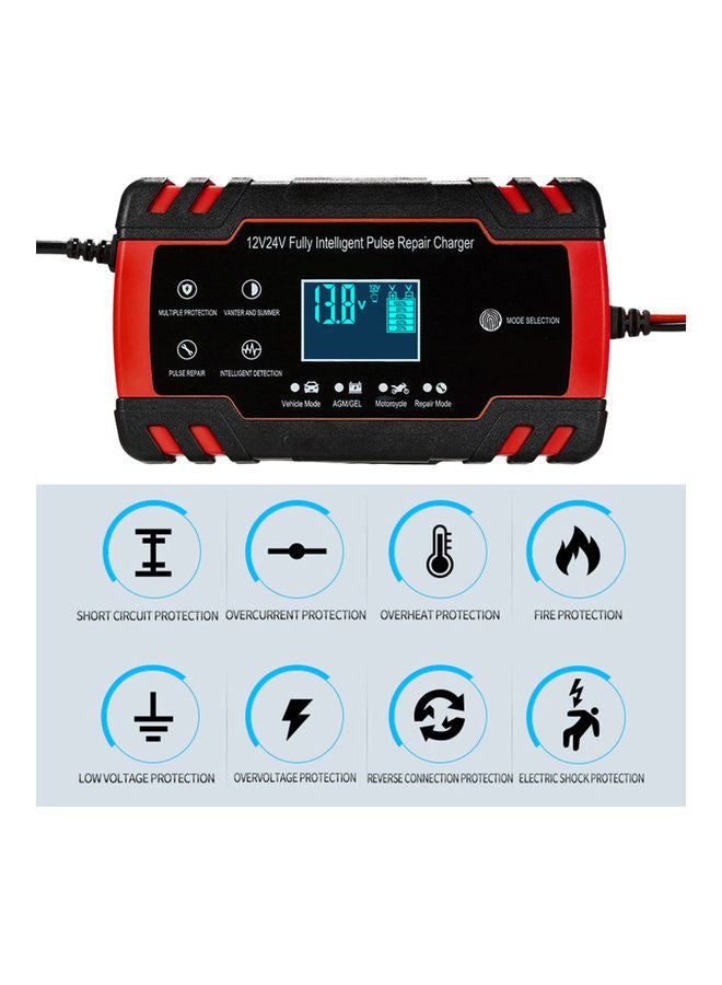 12V 24V Motorcycle & Car Battery Charger with LCD Display - Image 5