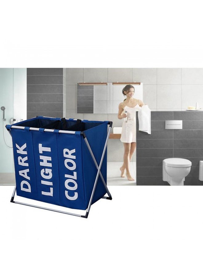 MARGOUN Three-Grid Foldable Laundry Organizer Blue 64x38x58cm - Image 3