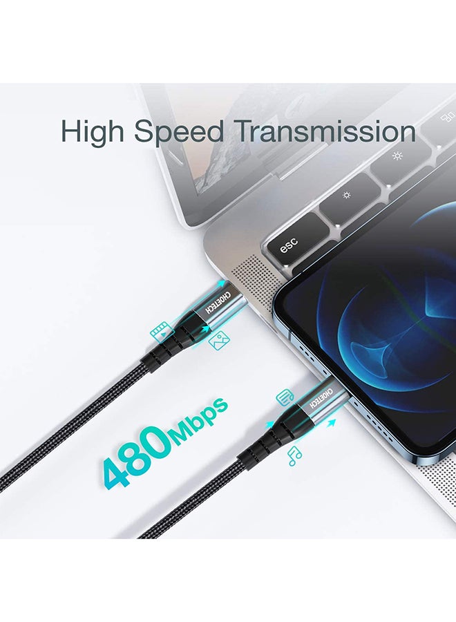 CHOETECH Nylon Braided USB-C to Lighting Cable For I Phone Black - Image 2