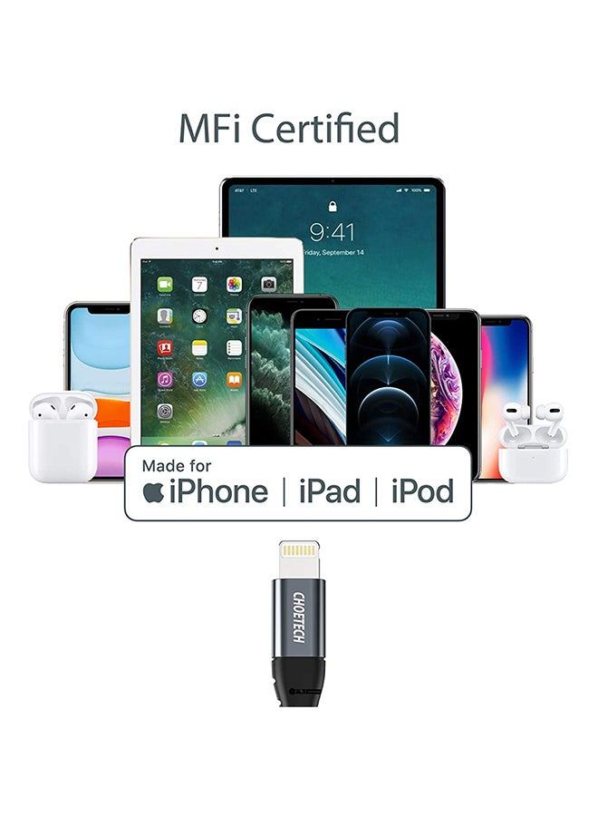 CHOETECH Nylon Braided USB-C to Lighting Cable For I Phone Black - Image 4