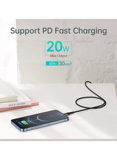 CHOETECH Nylon Braided USB-C to Lighting Cable For I Phone Black  - Image 5