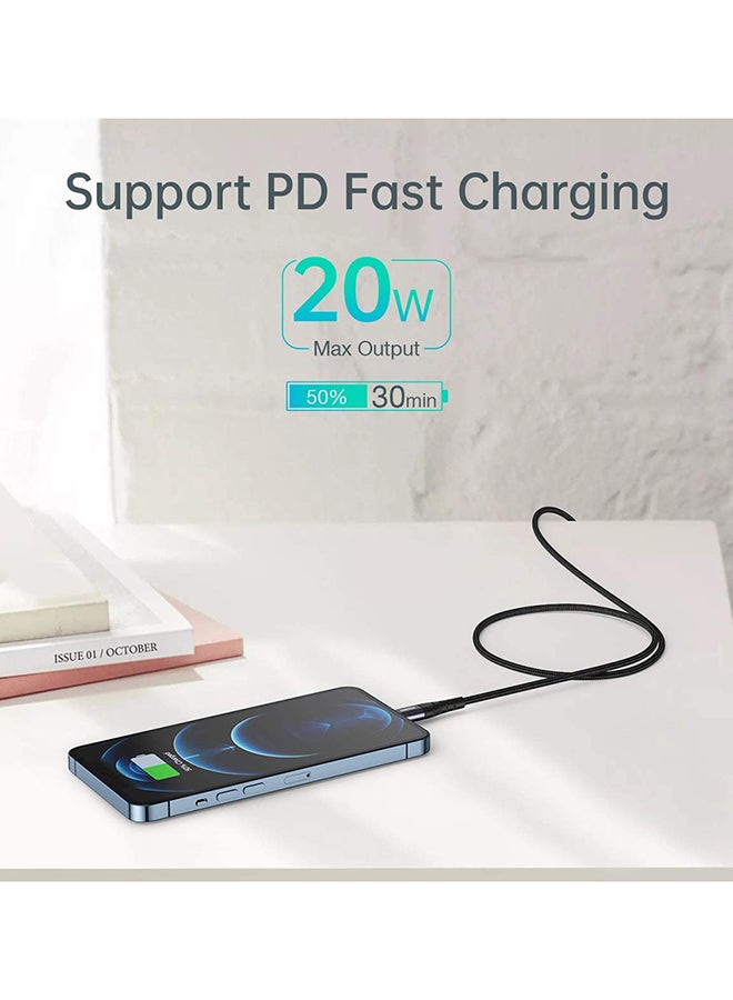 CHOETECH Nylon Braided USB-C to Lighting Cable For I Phone Black - Image 5