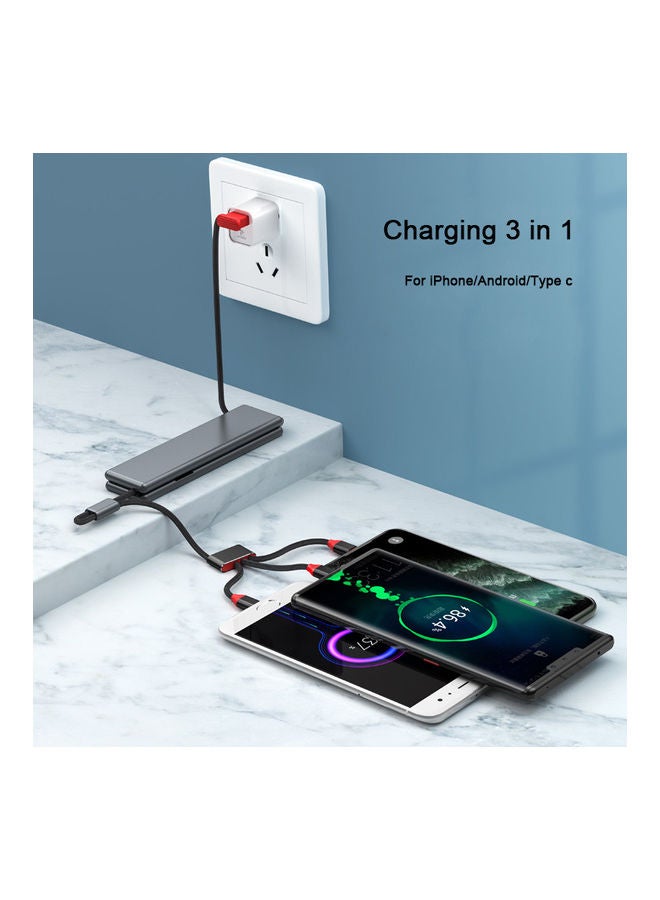 كابل شحن صغير محمول 3 في 1 بمنفذ مايكرو USB وتصميم سلسة مفاتيح أسود - Image 2
