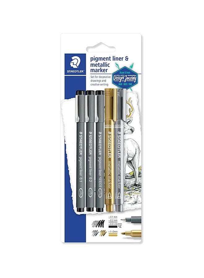 STAEDTLER 5-Piece Pigment Liner And Metallic Marker Multicolour - Image 1