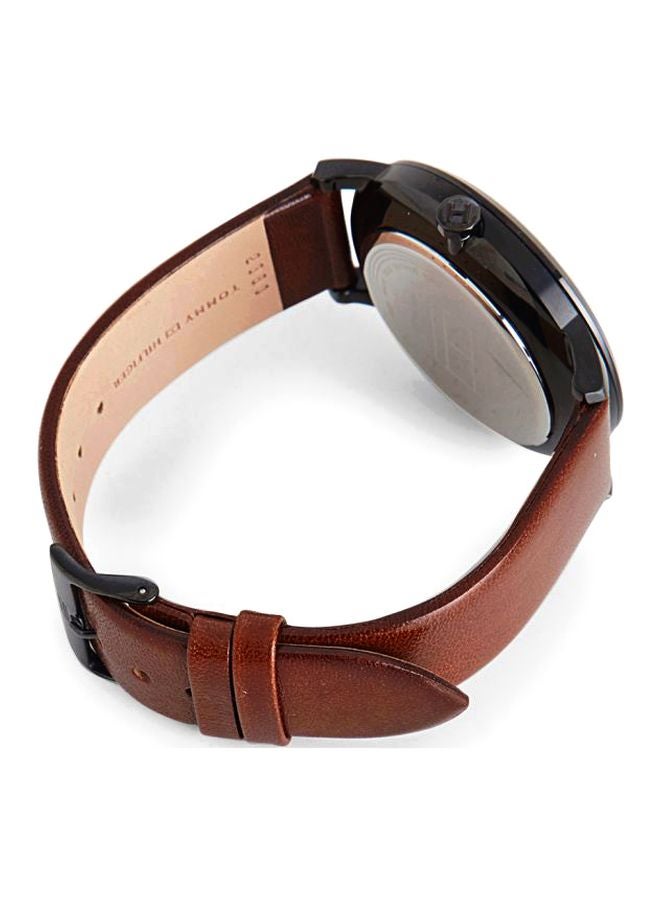 TOMMY HILFIGER - Men's Hunter Round Shape Leather Band Analog Wrist Watch 42 mm - Brown - 1791604 - Image 1