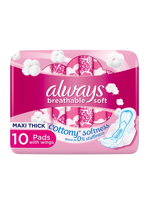 Cotton Skin Love Sanitary Large Thick Pads 10 Count White