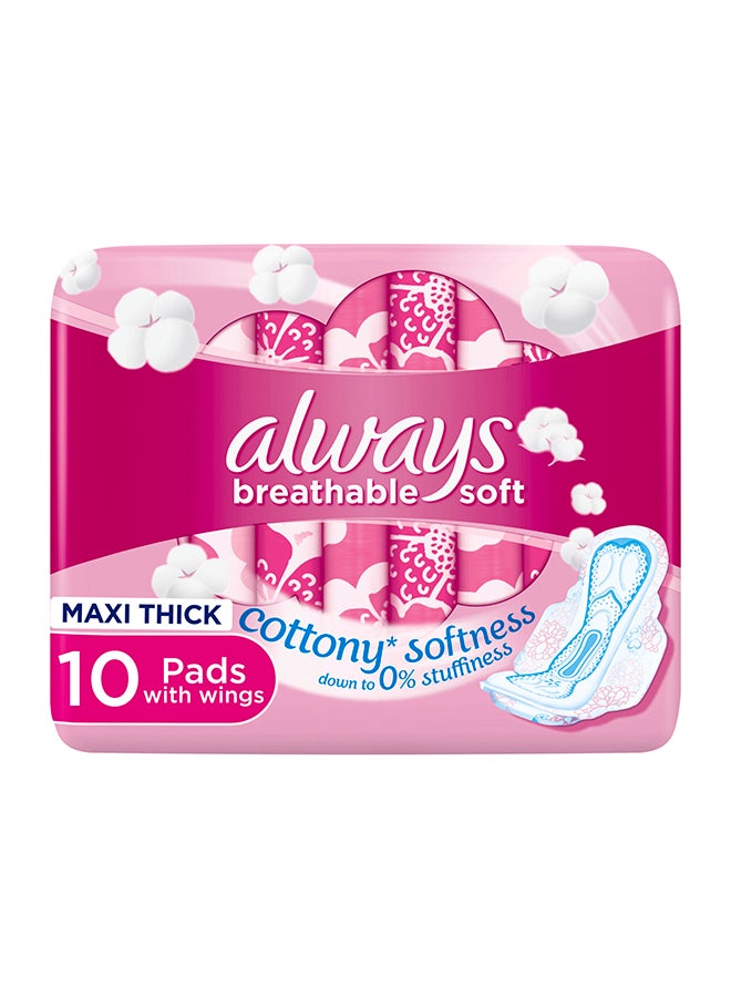 Always - Cotton Skin Love Sanitary Large Thick Pads 10 Count White - Image 1