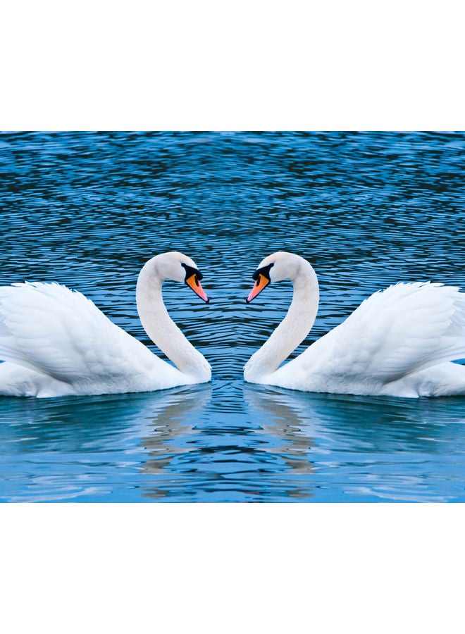 زوت لوحة فنية من قماش الكانفاس بطبعة بجعتين ترمزان للحب متعدد الألوان 50X40سم