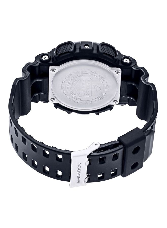 جي شوك ساعة يد رقمية وبعقارب وسوار من المطاط بتصميم دائري مقاس 55 ملم - لون أسود- 100CB-1ADR للرجال - Image 2