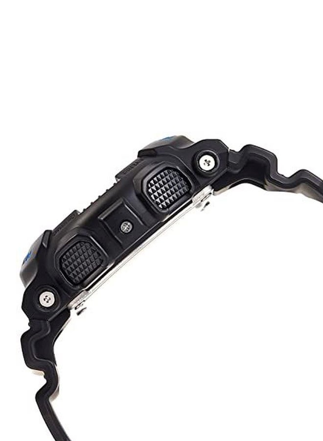 جي شوك ساعة يد رقمية وبعقارب وسوار من المطاط بتصميم دائري مقاس 55 ملم - لون أسود- 100CB-1ADR للرجال - Image 3