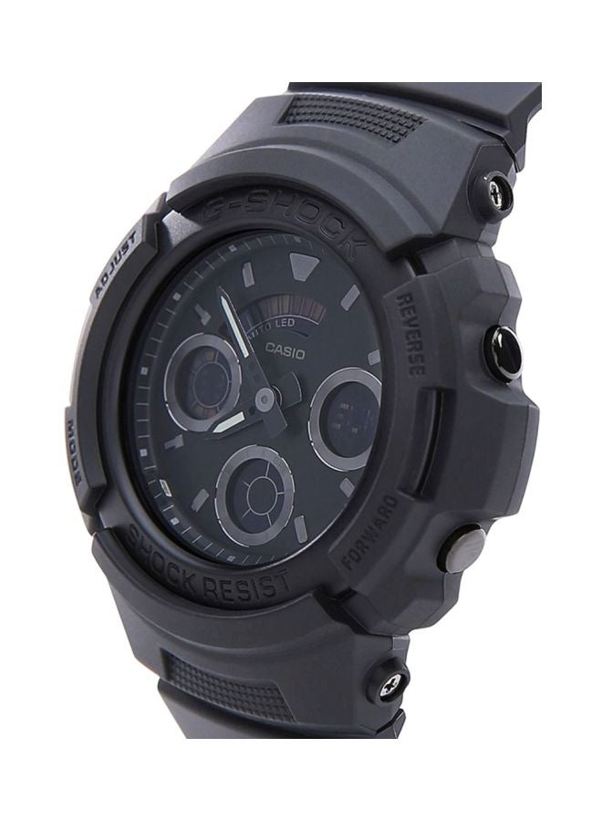 G-SHOCK Men's Round Shape Rubber Strap Analog & Digital Wrist Watch 52 mm - Black - AW-591BB-1ADR  - Image 3