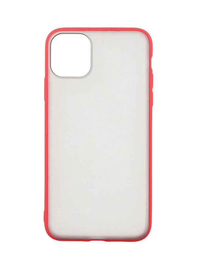 إكس ليفيل غطاء حماية خلفي صلب من سلسلة بيتل مضاد للتعرق والبصمات بتصميم شفاف وحواف بلون أحمر لهاتف آيفون 11 برو ماكس شفاف/ أحمر - Image 1