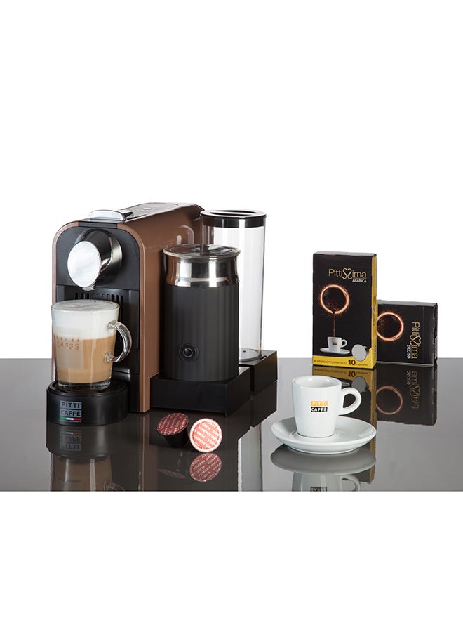 PITTI CAFFE - Nespresso Compatible Automatic Coffee Capsule Machine With Milk Frother Brown - Image 1