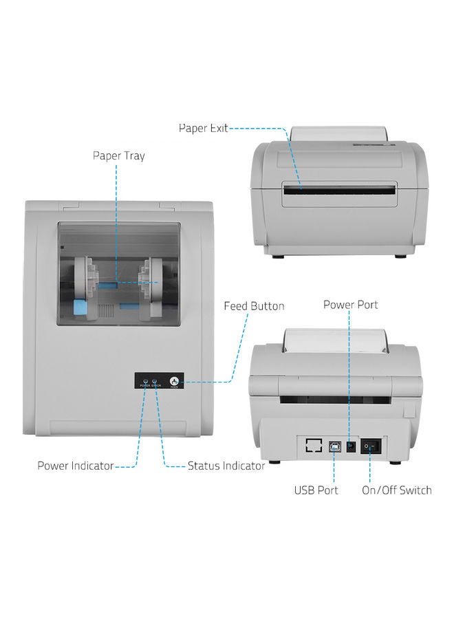 Generic Thermal Paper Printer Grey  - Image 3