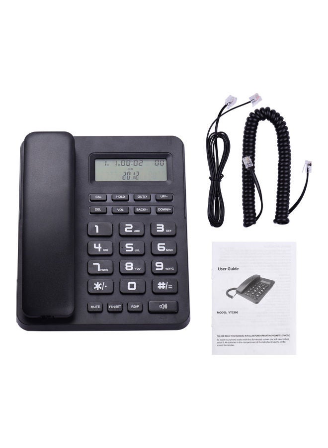 Wired Landline Phone with LCD Display Black
