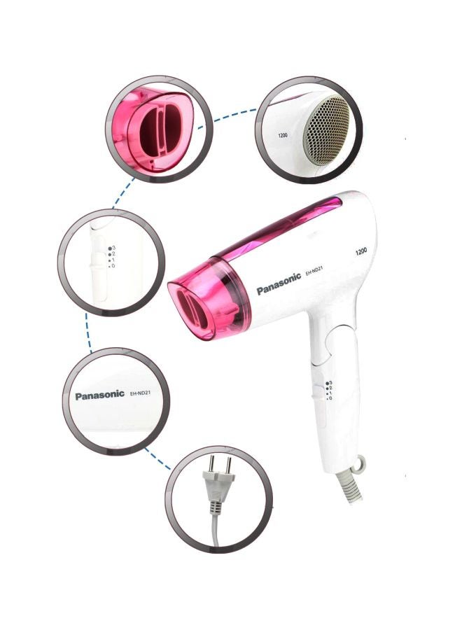 Panasonic - Hair Dryer 1200W Quick Compact Gentle Drying, Foldable Eh Nd21 Pink/White - Image 1