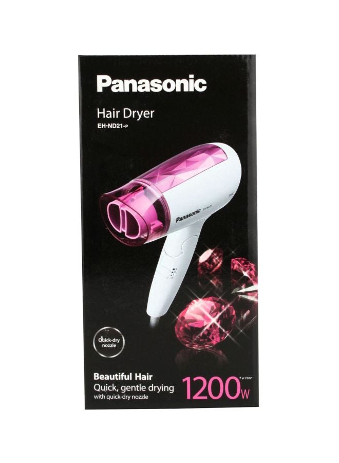 Panasonic - Hair Dryer 1200W Quick Compact Gentle Drying, Foldable Eh Nd21 Pink/White - Image 1