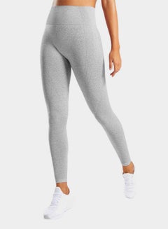 Seamless Jacquard Point High Waist Fitness Leggings Grey