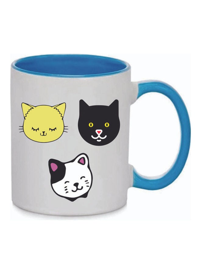 Cats Face Printed Ceramic Mug Multicolour