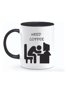 FBGenics Need Coffee Printed Ceramic Mug Black/White 