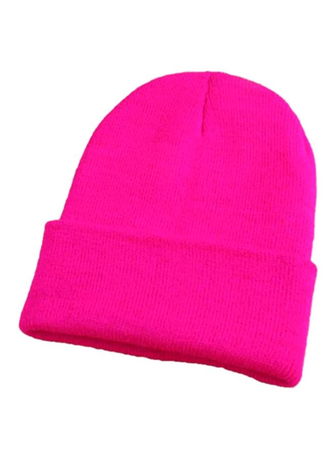 Bluelans - Knitted Elastic Cuff Beanie Pink - Image 1