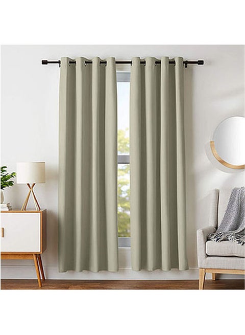 Thermal Insulated Blackout Room Darkening 8 Grommet Curtains for Living Room/Bedroom (1 Panels,140W X 260H) Beige 140x260cm