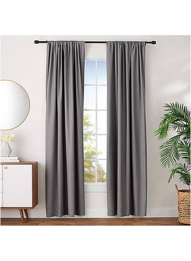 Cartela Curtains - Thermal Insulated Blackout Room Darkening Tape Curtains For Living Room/Bedroom (1 Panel ) Grey 140x260cm - Image 1