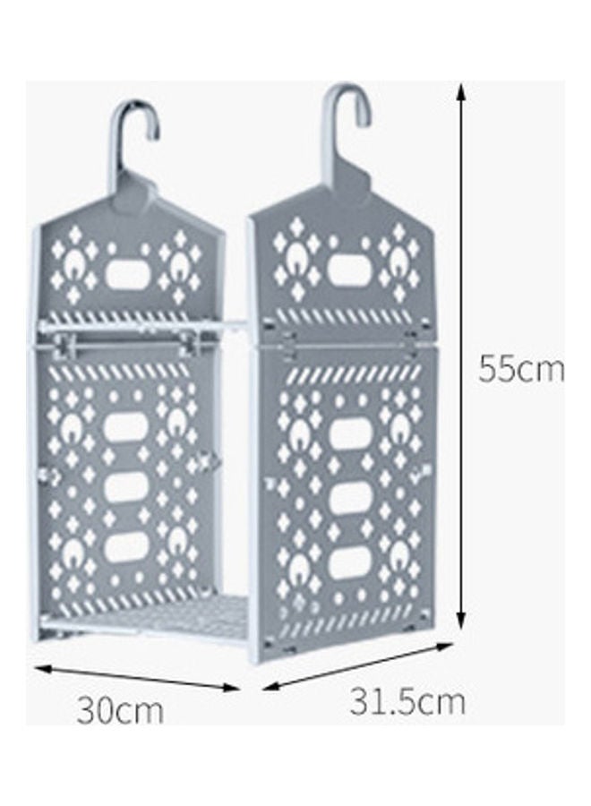 fashionhome 2 Layered Wardrobe Plastic Storage Rack Grey 30x31.5x55cm - Image 2