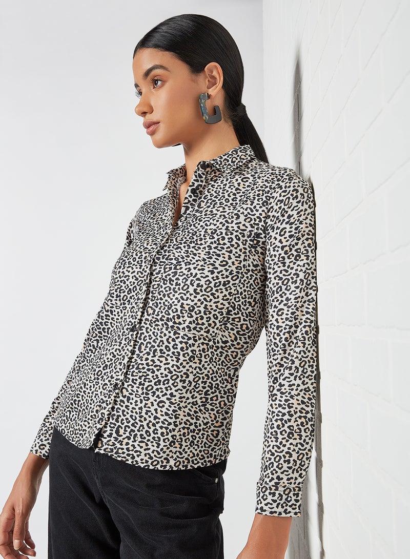 High Streets - Leopard Print Relaxed Shirt Multi - Image 1