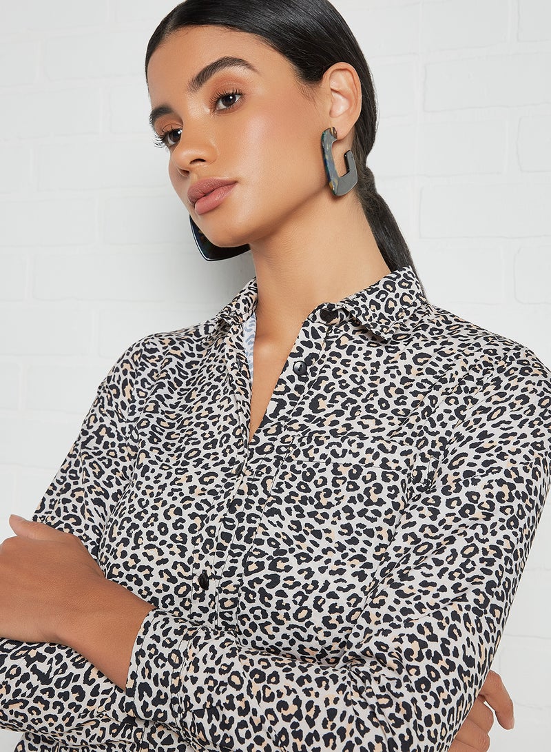 High Streets - Leopard Print Relaxed Shirt Multi - Image 1