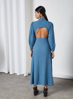 GHOSPELL Open Back Midi Dress Blue  - Image 2