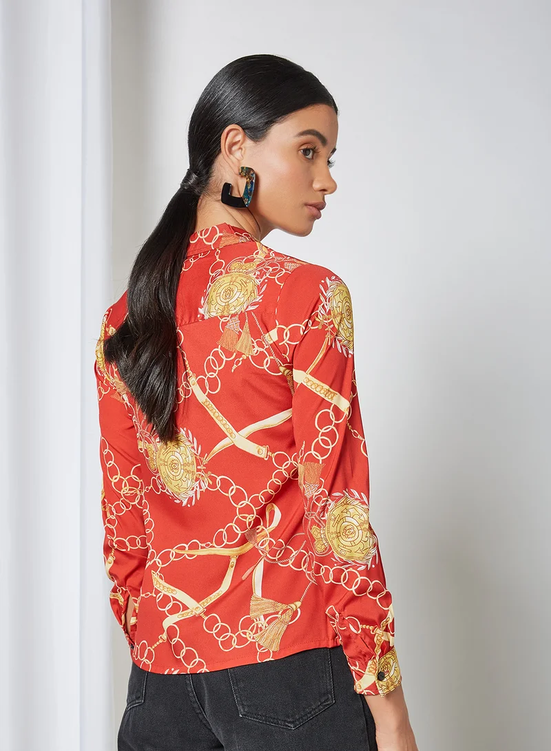 High Streets Chain Print Relaxed Shirt Multi