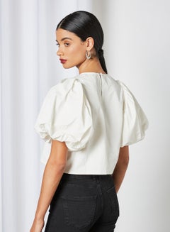 GHOSPELL Puff Sleeve Top Ivory  - Image 2