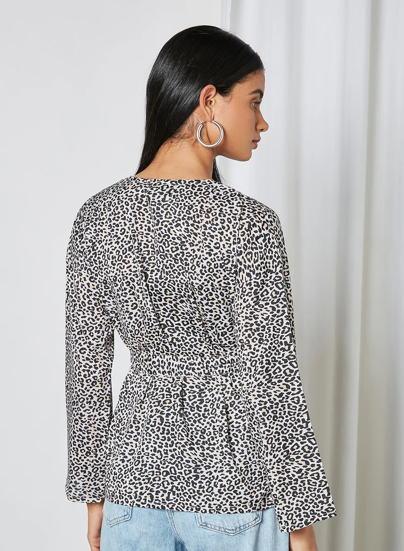 High Streets Leopard Print Belted Top