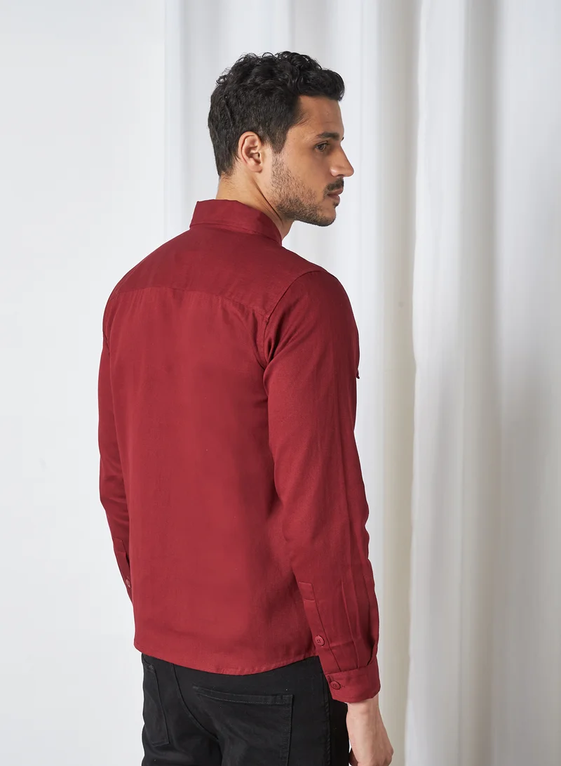 STATE 8 Basic Full-Zip Shacket Burgundy