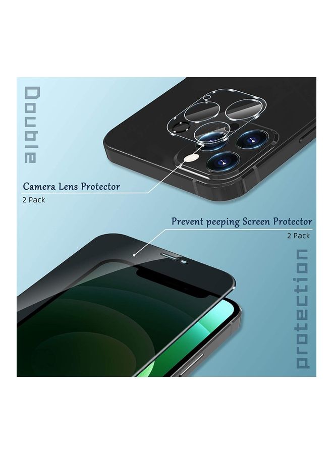 روك بو طقم لاصقات لحماية الشاشة مكون من قطعتين مع قطعتين من واقيات الكاميرا لهاتف آيفون 12 برو ماكس أسود - Image 3