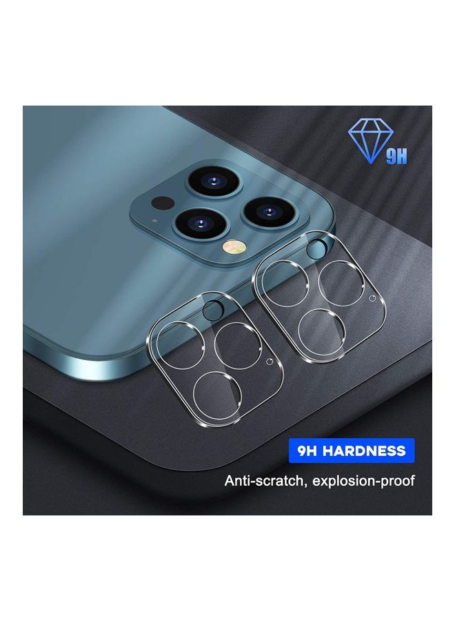 روك بو طقم لاصقات حماية للشاشة مكون من قطعتين مع قطعتين من واقيات الكاميرا لهاتف آيفون 12 برو أسود - Image 3