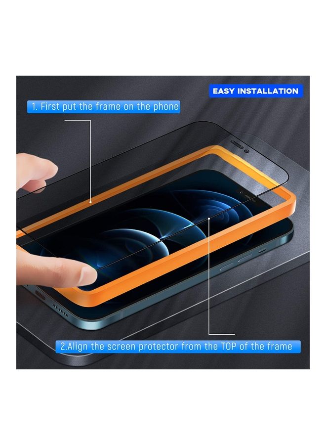 روك بو طقم لاصقات حماية للشاشة مكون من قطعتين مع قطعتين من واقيات الكاميرا لهاتف آيفون 12 برو أسود - Image 4