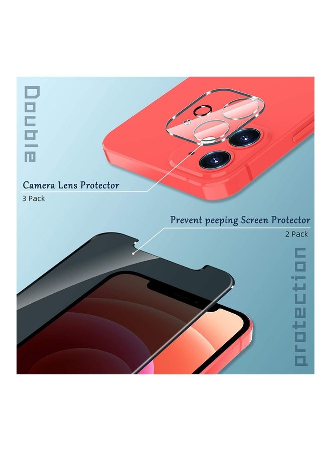 Rock Pow 2-Piece Tempered Glass Screen Protector And 3-Piece Camera Lens Protector For Apple iPhone 12 Mini Black - Image 3