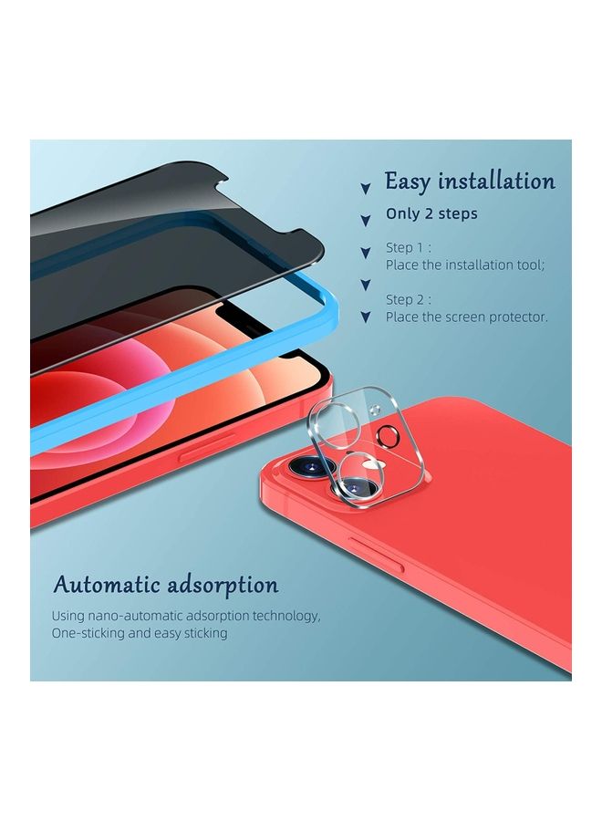 Rock Pow 2-Piece Tempered Glass Screen Protector And 3-Piece Camera Lens Protector For Apple iPhone 12 Mini Black - Image 4