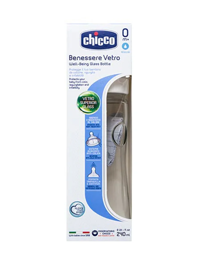 Chicco WellBeing Glass Feeding Bottle, 240ml